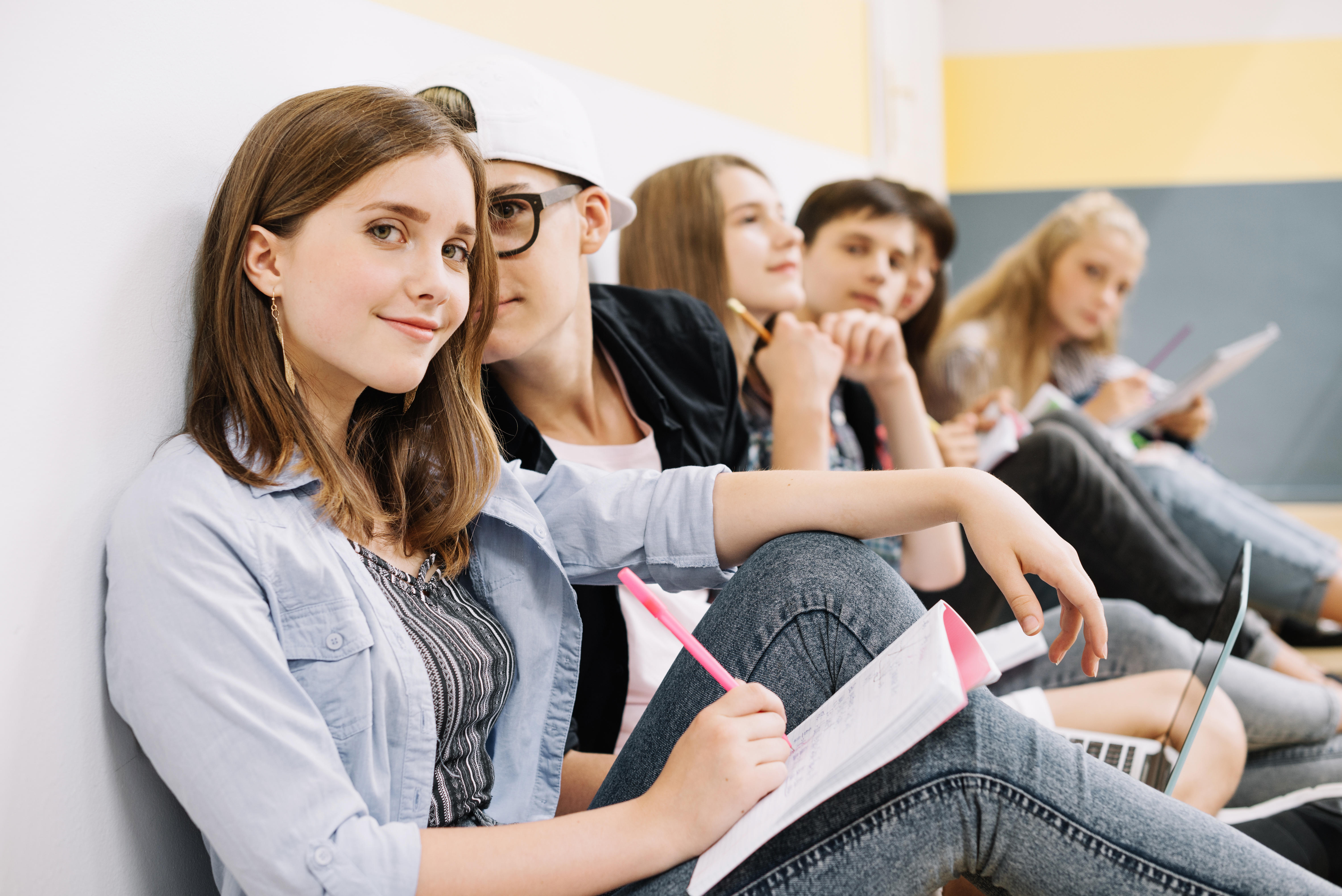 Classmates Sitting Studying Together